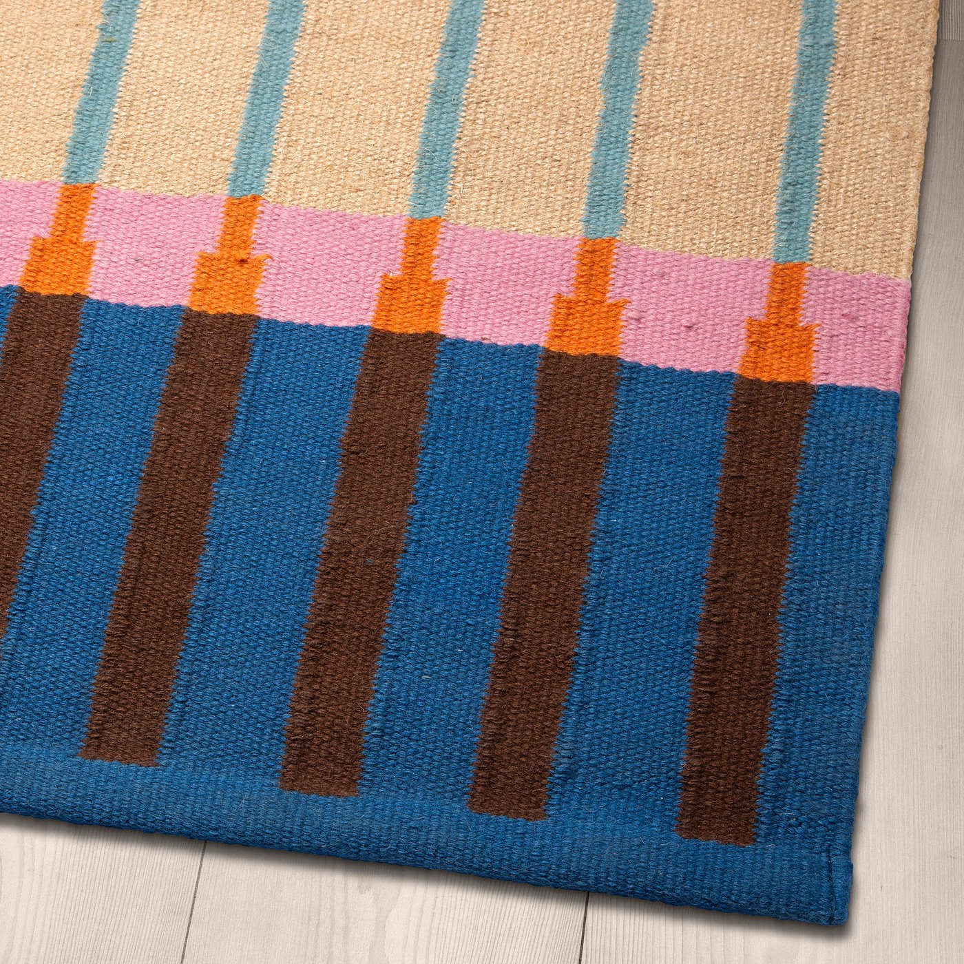 Runner, flatwoven, beige blue/stripe 6