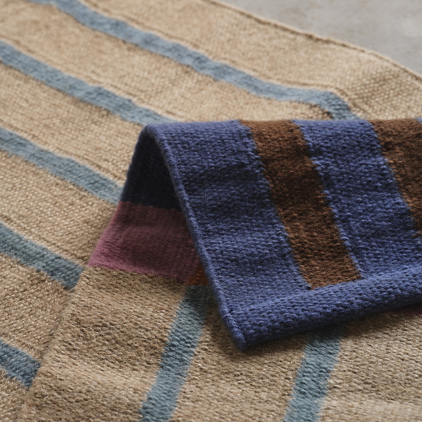 Runner, flatwoven, beige blue/stripe 2