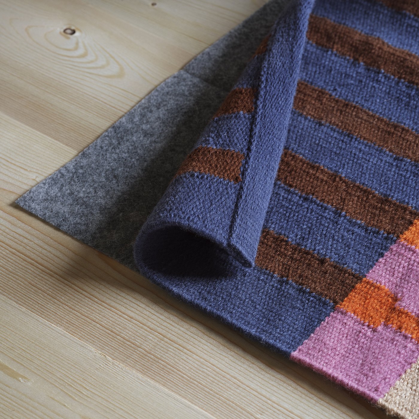 Runner, flatwoven, beige blue/stripe 3