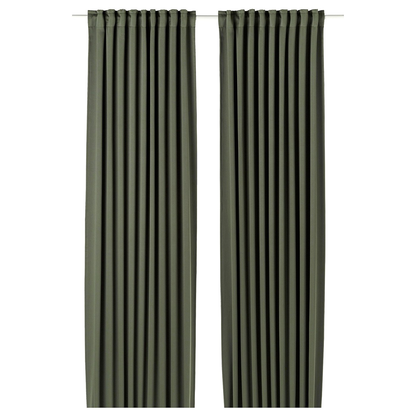 Black-Out Curtains, 1 Pair, Dark Green/With Heading Tape
