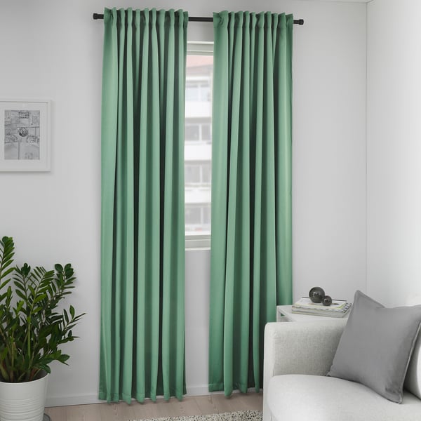 MAJGULL Blackout curtains, 1 pair, green, 57x98" IKEA