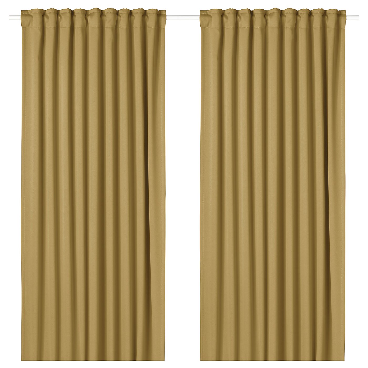 Room Darkening Curtains, 1 Pair, Beige-Yellow/With Heading Tape