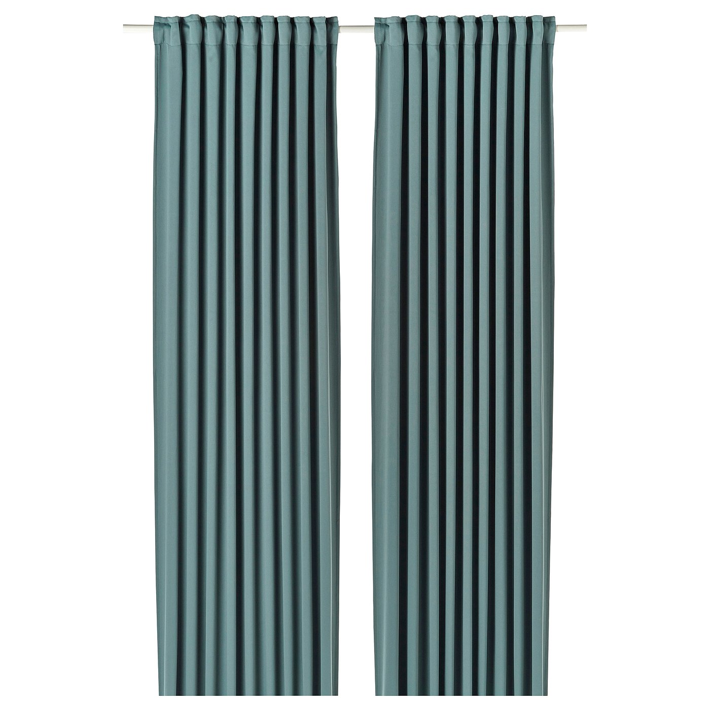 Room Darkening Curtains, 1 Pair, Dark Gray-Turquoise/With Heading Tape