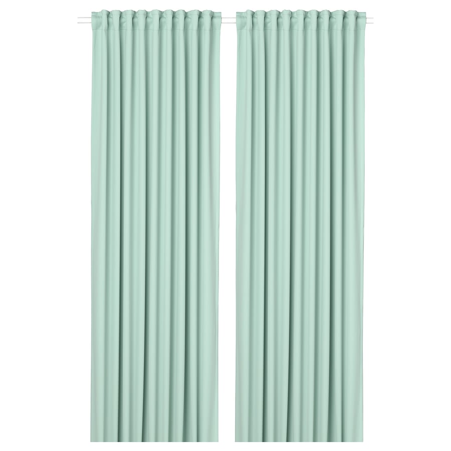 MAJGULL Room darkening curtains, 1 pair, light green, 57x98" IKEA
