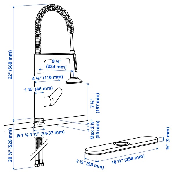 Illustration with measurements for the product: MAJSJÖN.