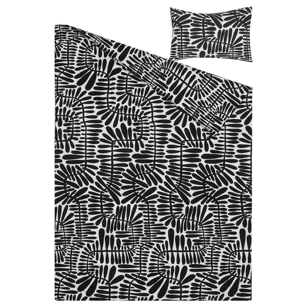 MAJSMOTT Comforter set, black/white, Twin/Twin X-long