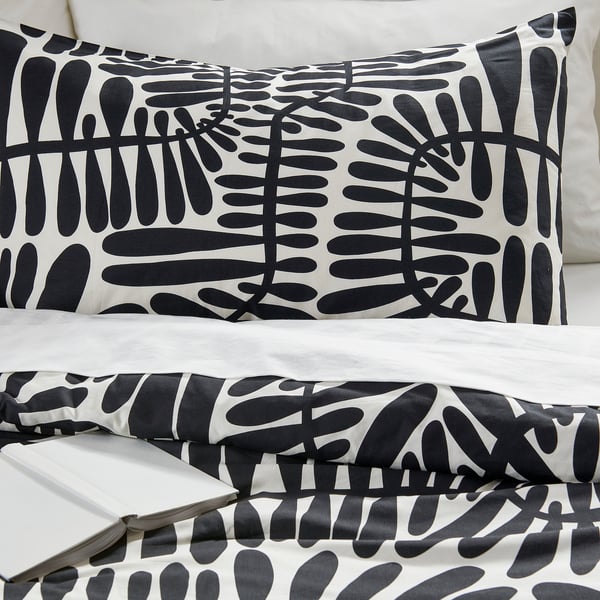 MAJSMOTT Comforter set, black/white, Twin/Twin X-long