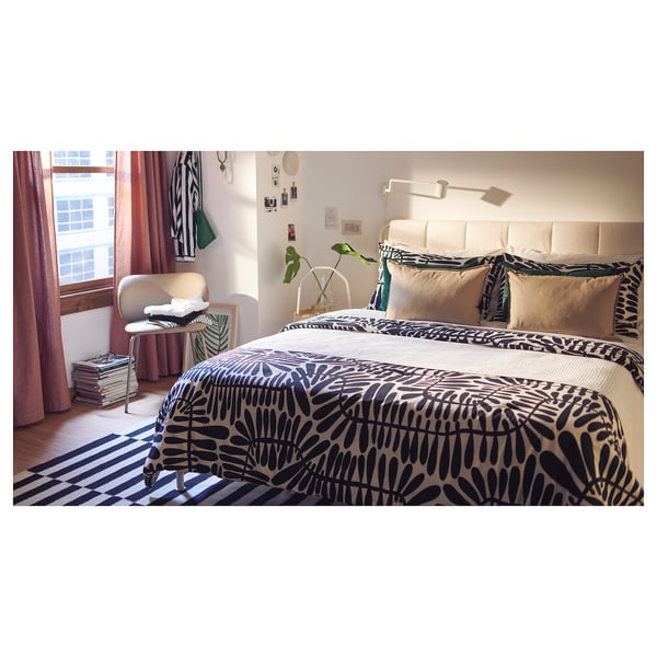 MAJSMOTT Comforter set, black/white, Full/Queen