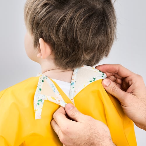 MÅLA apron with long sleeves, yellow IKEA