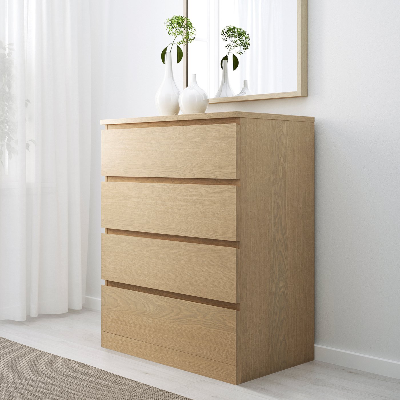 white stained oak veneer nightstand