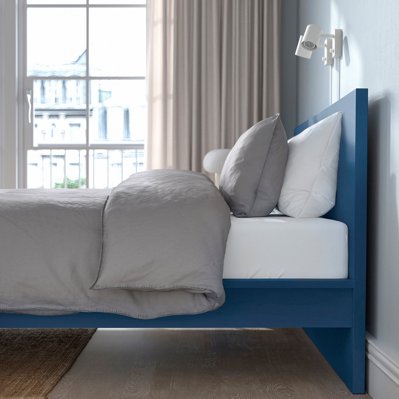 MALM bed frame, blue/Lönset, Full - IKEA US