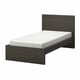 Modern single bed, black-brown, clean lines, minimalist headboard.