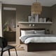 Modern bedroom with MALM bed, bamboo light, plants, mirror & dresser. Cosy minimalist space.