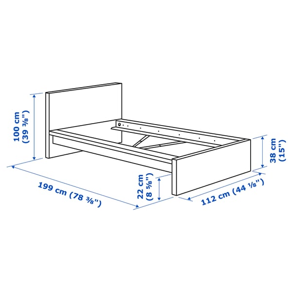 MALM Bed frame, high, gray stained, Twin IKEA