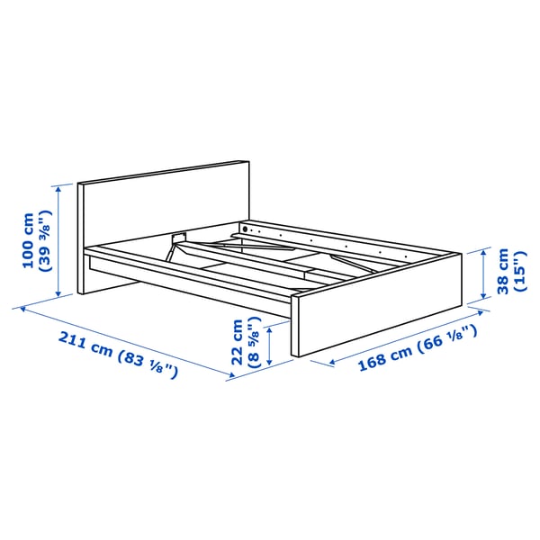 MALM Bed frame, white/Luröy, Queen