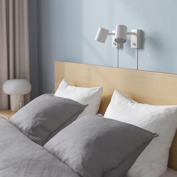 MALM Bed frame with mattress, white stained oak veneer/Vesteröy medium firm, King