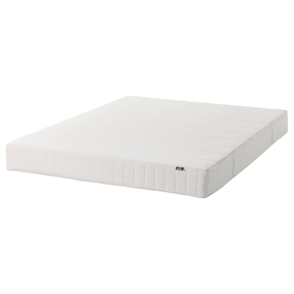 MALM Bed frame with mattress, white stained oak veneer/Vesteröy medium firm, King