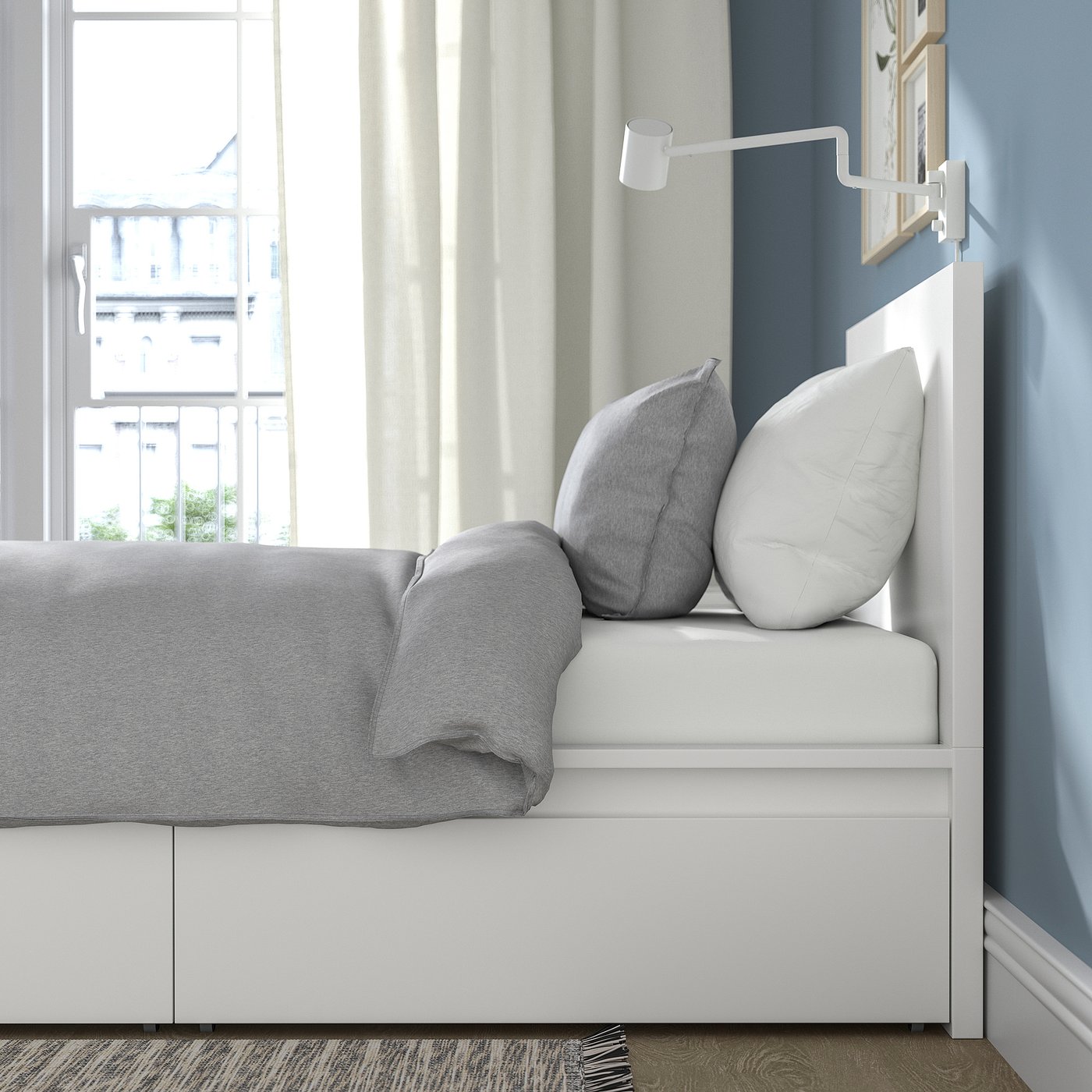 MALM high bed frame/2 storage boxes, white/Lönset, Twin - IKEA