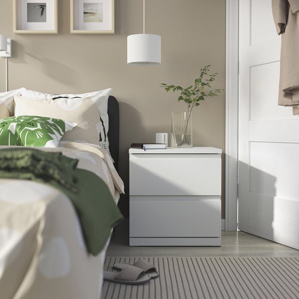 MALM / STORKLINTA Bedroom furniture, set of 4, white, King