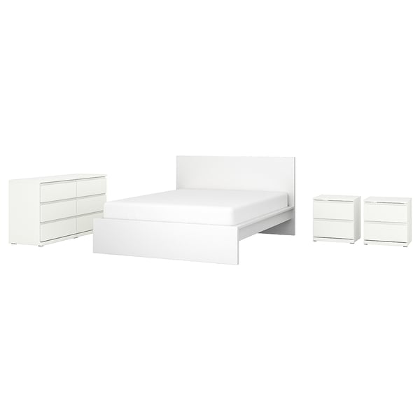 MALM / STORKLINTA Bedroom furniture, set of 4, white, King