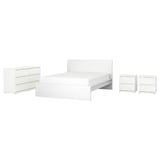 MALM / STORKLINTA Bedroom furniture, set of 4, white, King