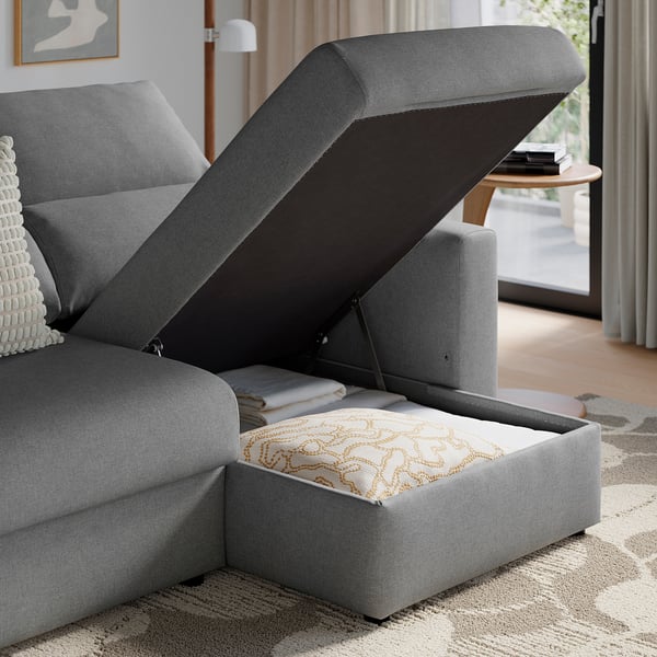 MALMKÖPING 3-seat sofa, with chaise/Tibbleby beige/gray