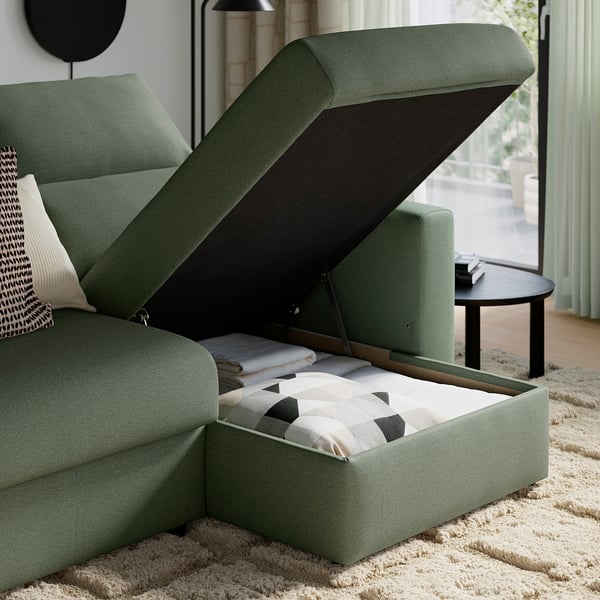 MALMKÖPING 3-seat sofa, with chaise/Tibbleby gray-green