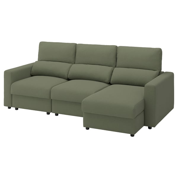 MALMKÖPING 3-seat sofa, with chaise/Tibbleby gray-green