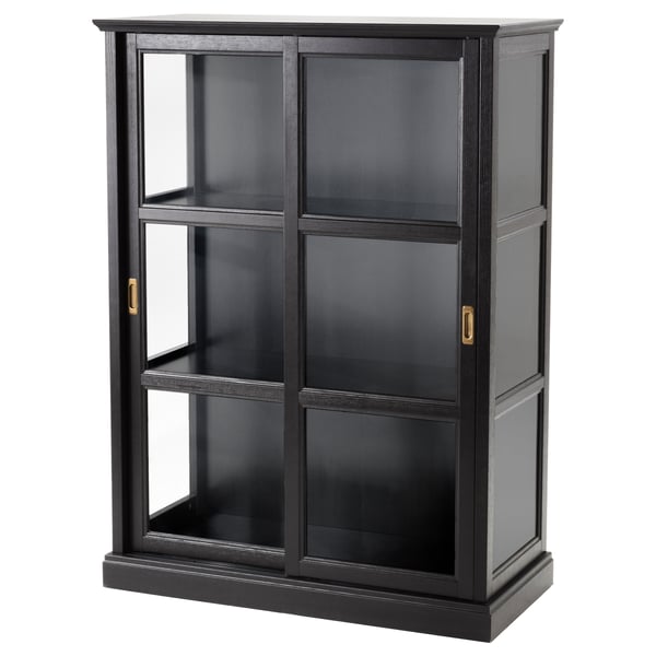 Malsjo Glass Door Cabinet Black Stained Black Stained 40 1 2x18 7 8x55 1 2 Ikea