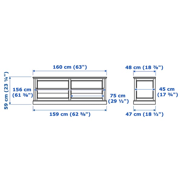 MALSJÖ TV unit with sliding doors, black stained, 63x18 7/8x23 1/4" IKEA
