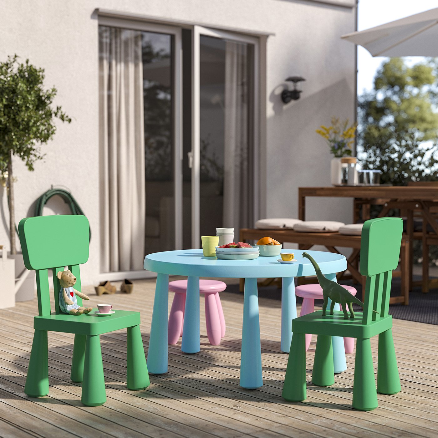 MAMMUT children's chair, indoor/outdoor/bright green - IKEA