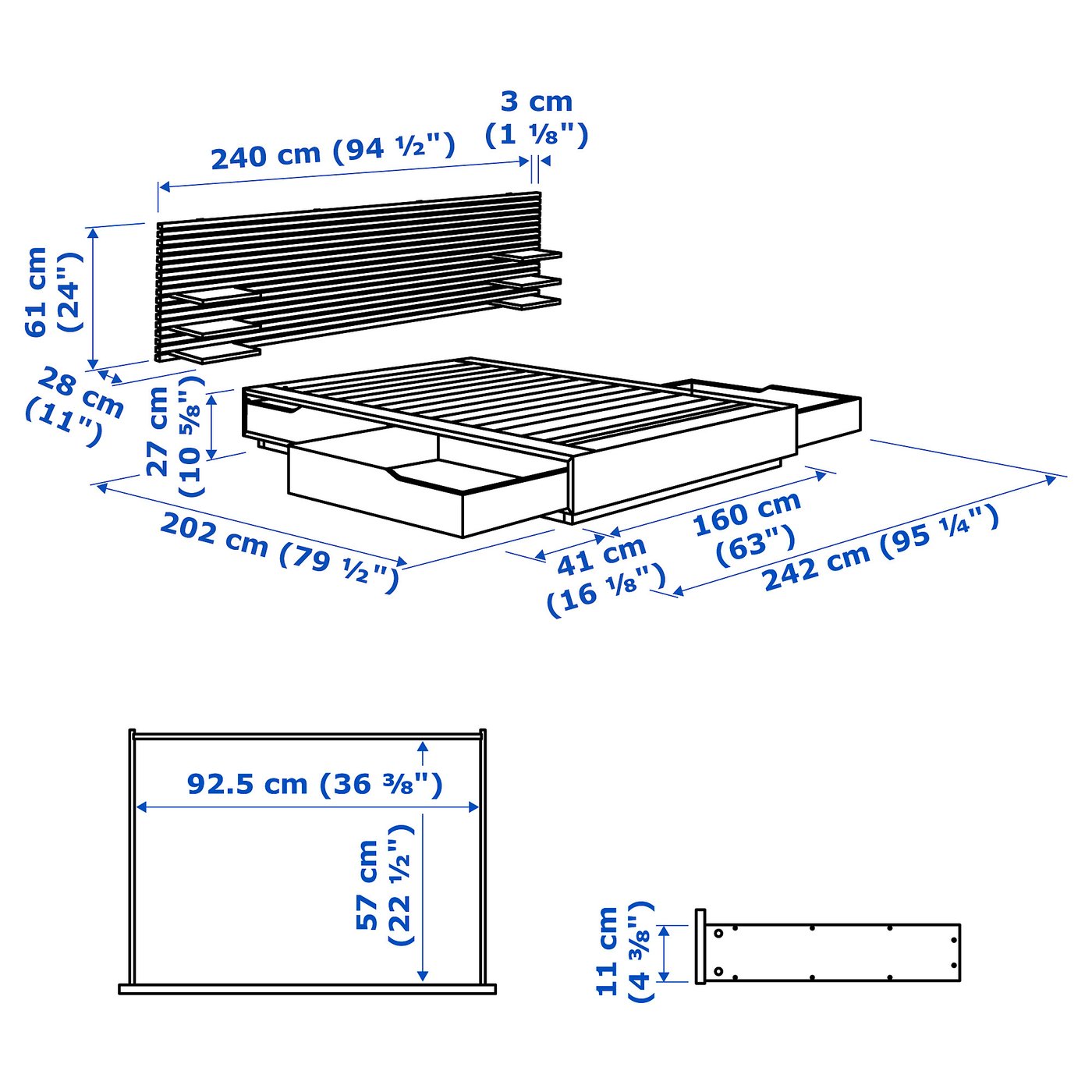 ベッドフレーム IKEA Mandal single bed frame MANDAL bed frame with
