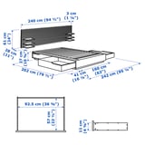 MANDAL Bed frame with headboard, birch/white, 63x78 3/4 "