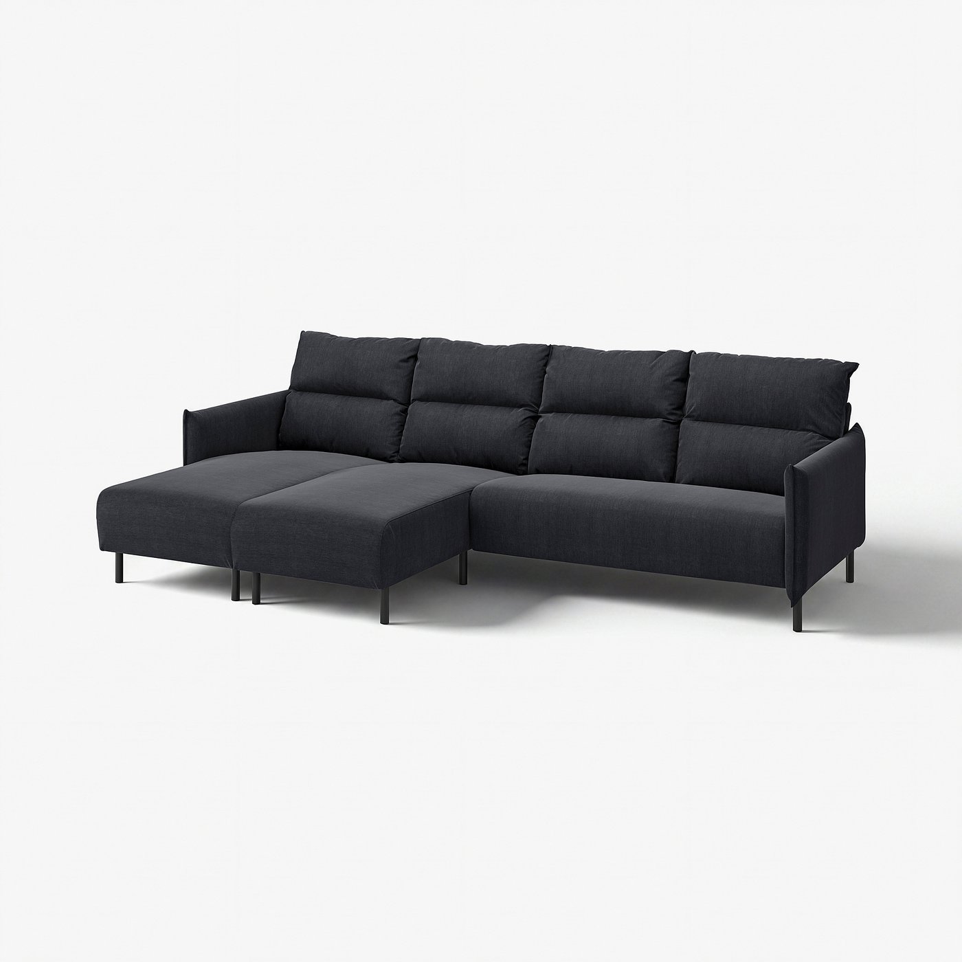 MANNARP sectional 4-seat with chaise, Saxemara black-blue - IKEA