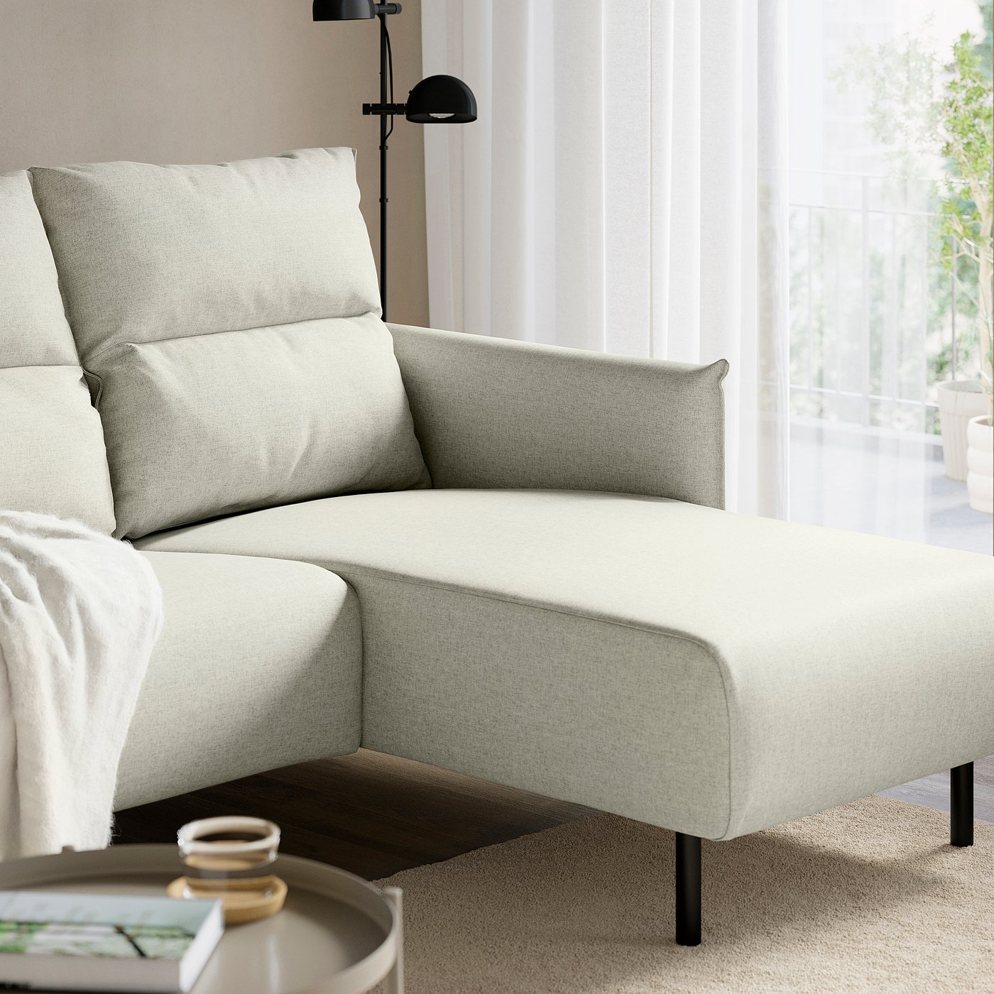 MANNARP sofa with chaise, Gunnared beige - IKEA