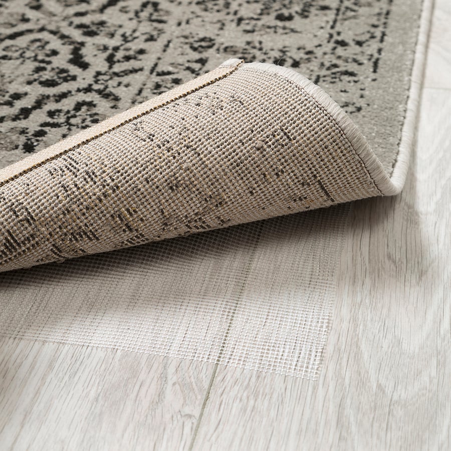 MANSTRUP Rug, low pile, gray antique look, floral patterned IKEA