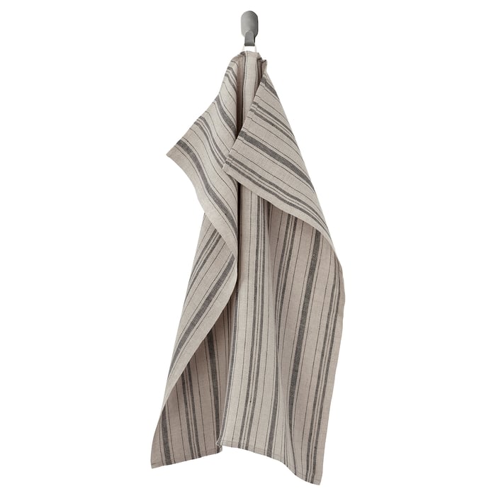 MARIATHERES dish towel, linen beige/stripe, 20x28" IKEA