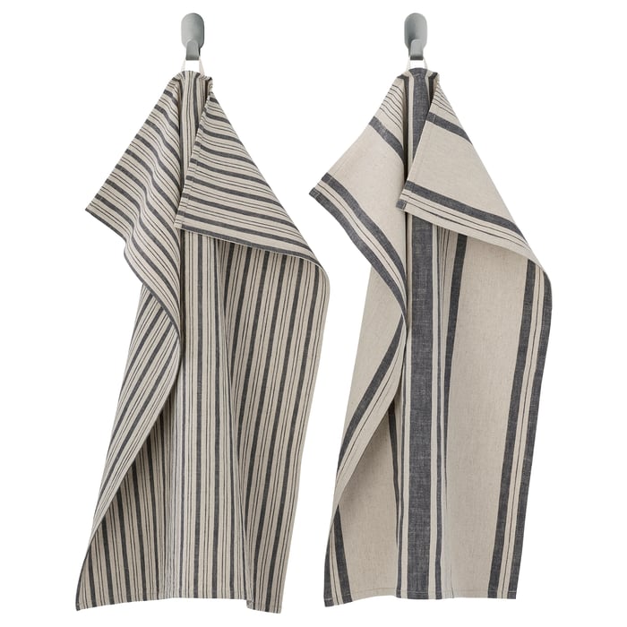 MARIATHERES dish towel, stripe/gray beige, 20x28" IKEA