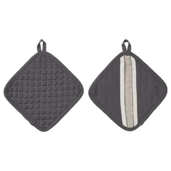 Solid Linen Potholder & Oven Mitt Set - Pearl Gray