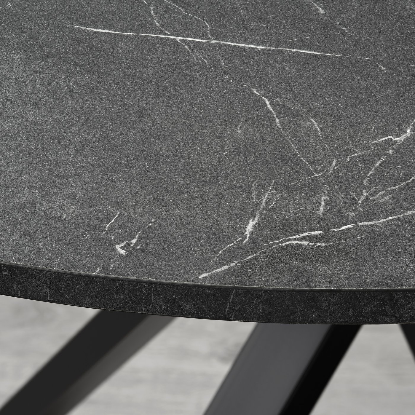 MARIEDAMM / ODGER table and 4 chairs, black marble effect