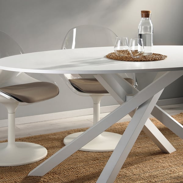 MARIEDAMM Table, white/stone effect white, 70 7/8x39 3/8 "