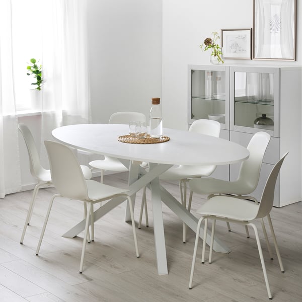MARIEDAMM Table, white/stone effect white, 70 7/8x39 3/8 "
