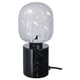 MARKFROST / MOLNART Table lamp with LED bulb, marble black/tube-shaped white/clear glass