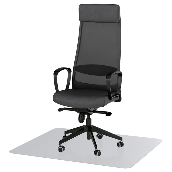 MARKUS Office chair with armrests, with floor protector dark gray