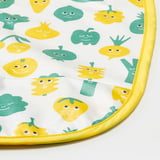 MATVRÅ Bib, fruit/vegetables pattern/green yellow