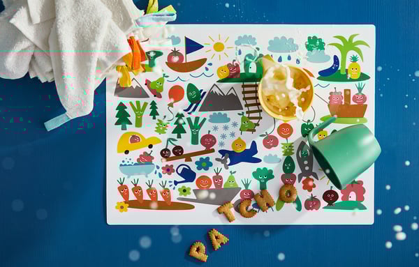 Matvra Place Mat Fruit Vegetables Pattern Multicolor 15 X11 Ikea
