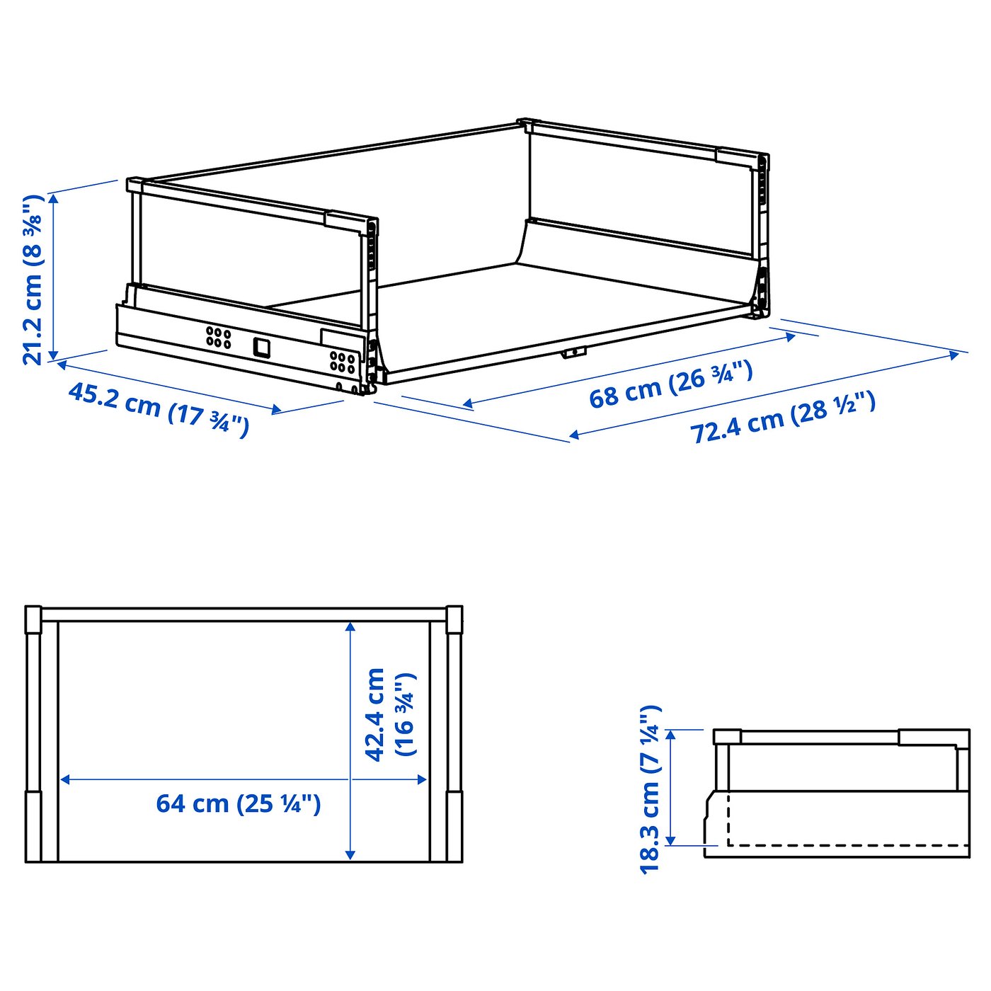 Drawer, high, white 2