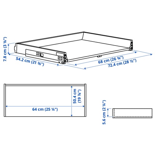 Illustration with measurements for the product: MAXIMERA.
