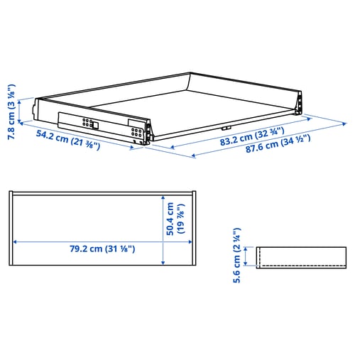 Illustration with measurements for the product: MAXIMERA.