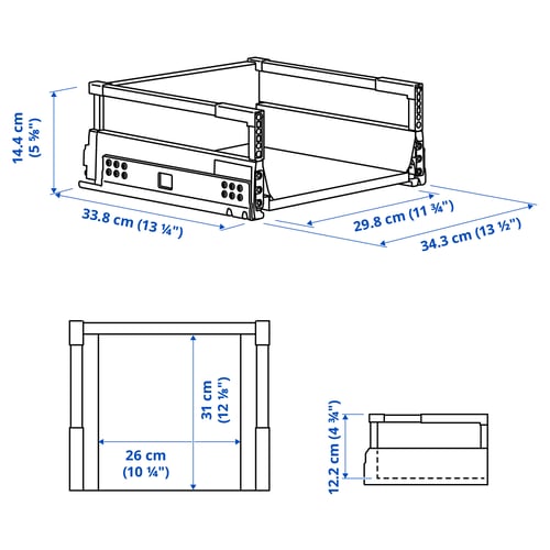Illustration with measurements for the product: MAXIMERA.